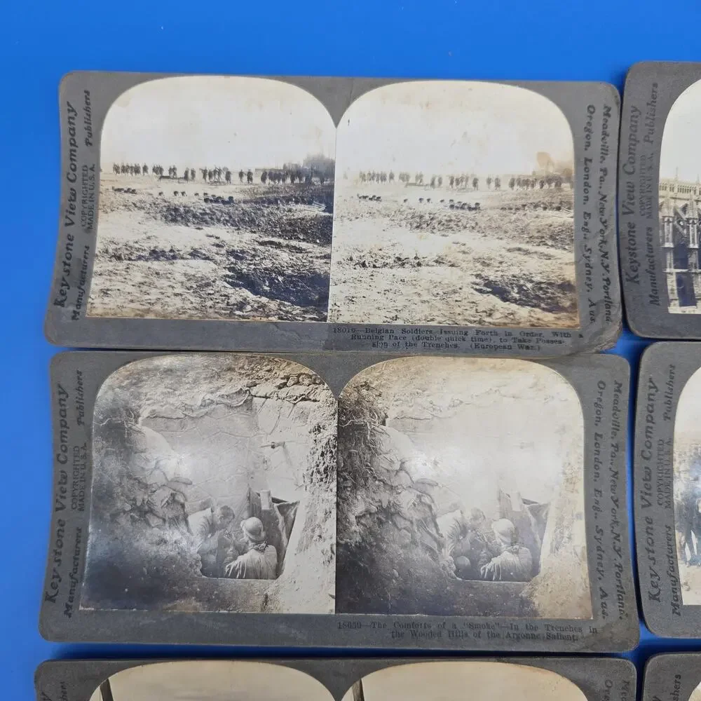 Antique Keystone Stereoview Card Lot 8 WWI Reims Trench West Point NYC